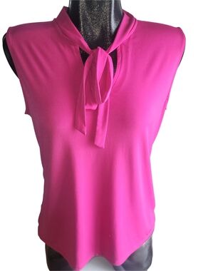 Tahari Women’s Pink Tie-Neck Sleeveless Top Size L